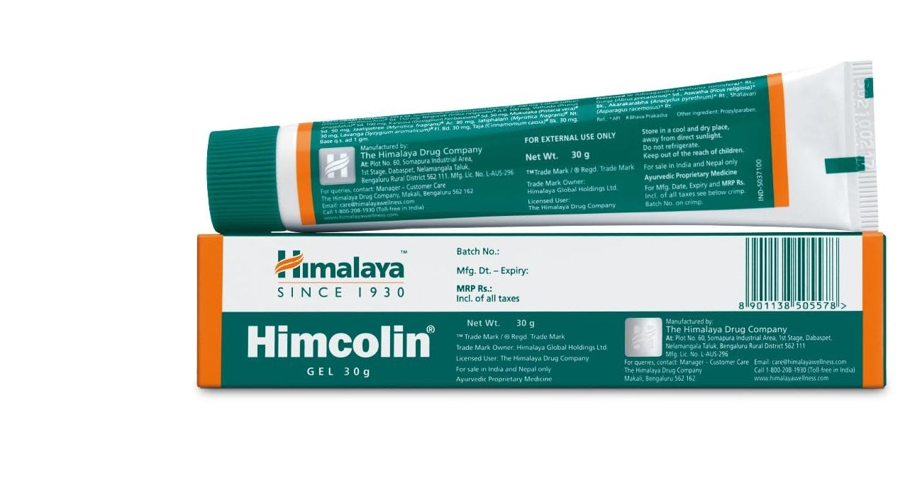 Himalaya Himcolin Gel (30g) Herbal Massage Gel with Jyotishmati & Musk Mallow