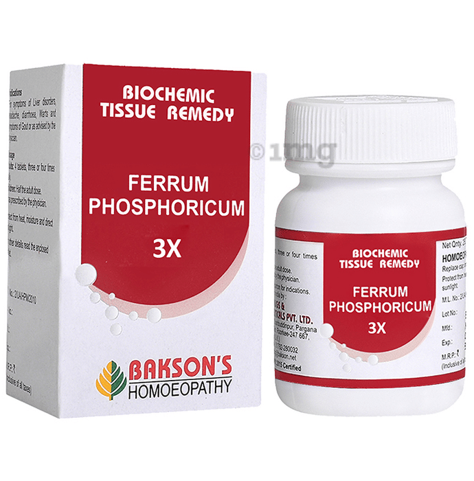 Bakson's Homeopathy Ferrum Phosphoricum Biochemic Tablets - 3X - 25 gm