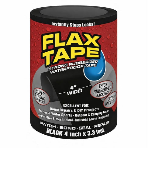 Flex Tape Strong Rubberized Waterproof Tape, 4" x 5', Black