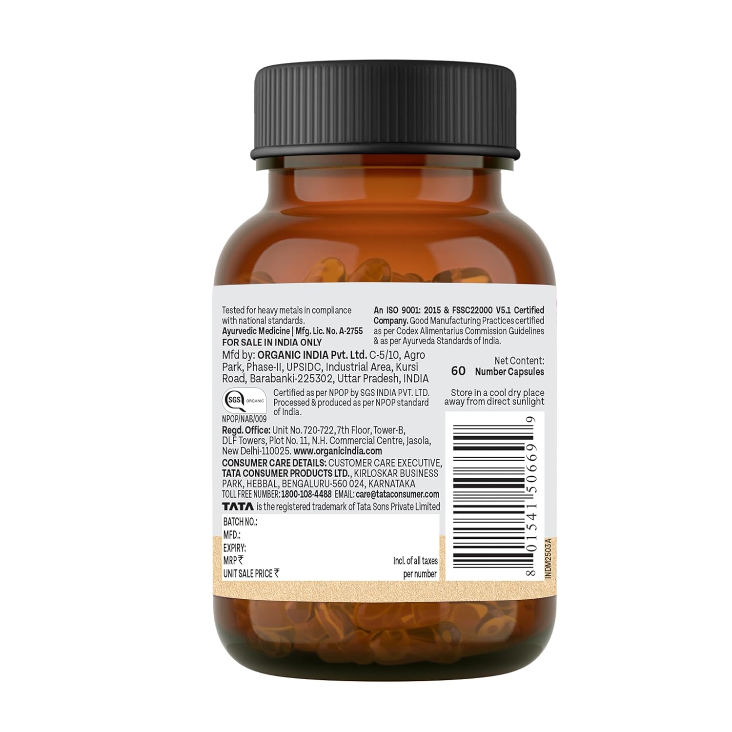 Organic India Lipid Care Veg 60 Capsule | Supports Healthy Cholesterol