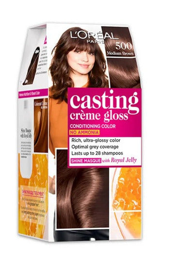 LOreal Paris Casting Creme Gloss Conditioning Hair Color - Medium Brown 500 - 87.5 gm + 72ml
