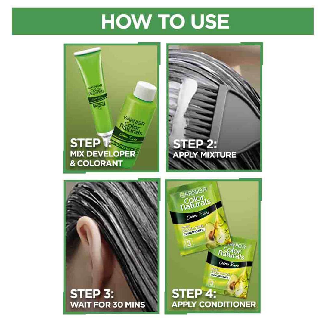 Garnier Color Naturals Creme Riche Hair Color - Shade 1 Natural Black - 70ml + 60gm