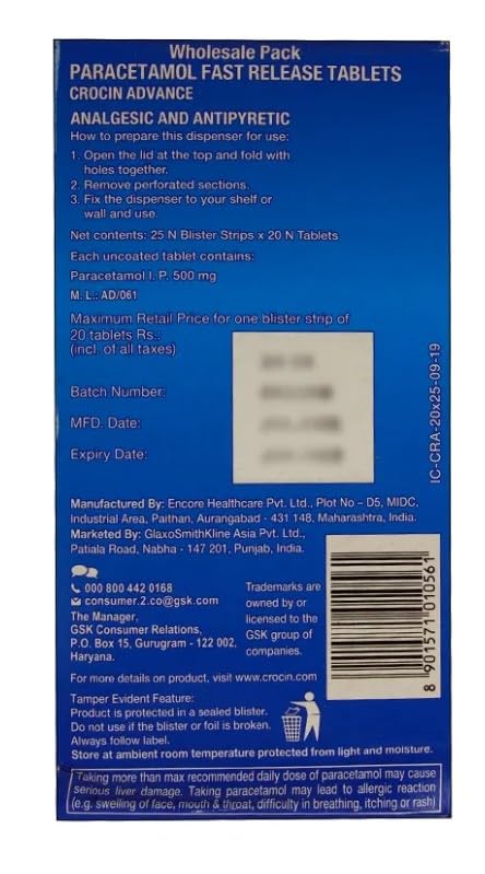 Crocin Advance 500mg Tablet