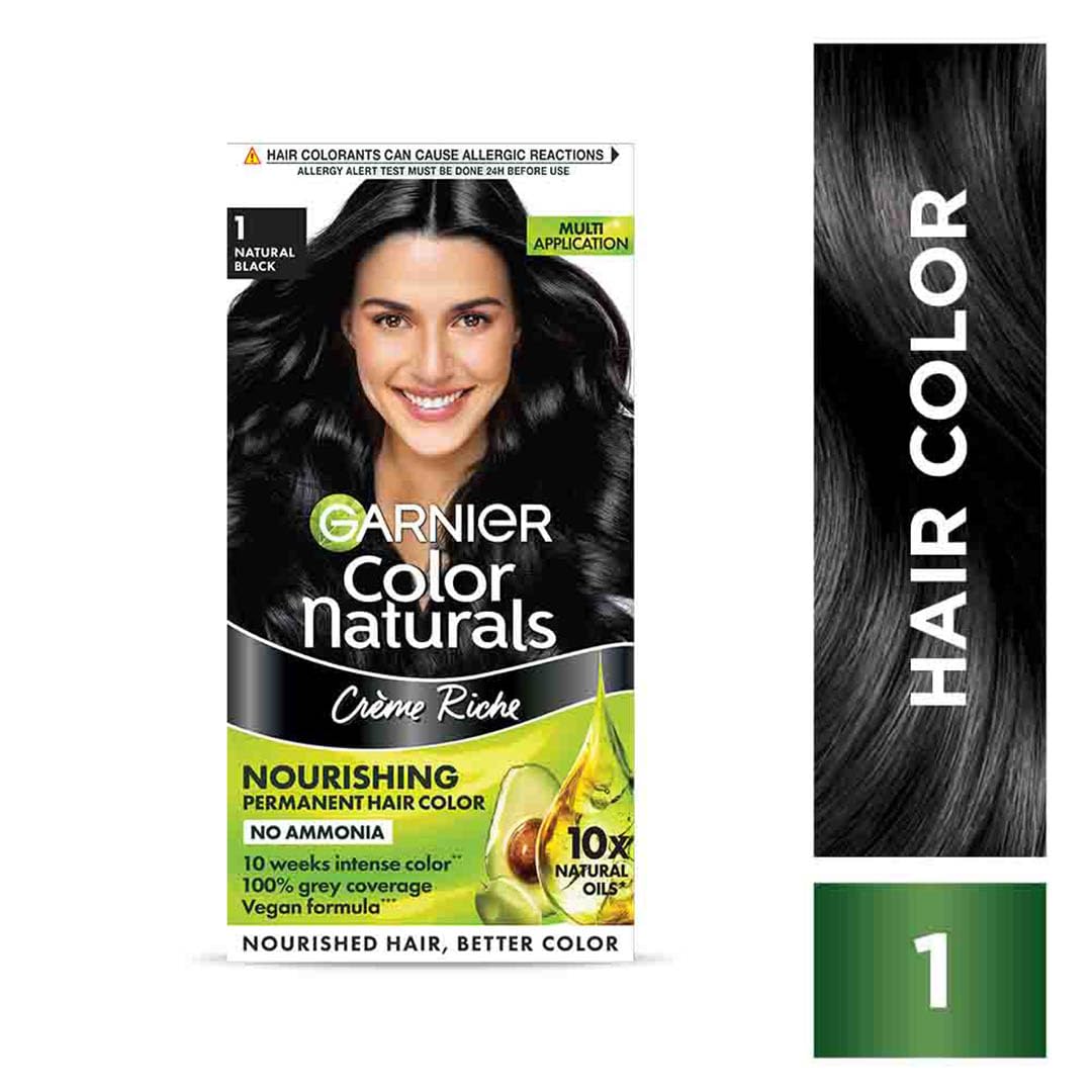 Garnier Color Naturals Creme Riche Hair Color - Shade 1 Natural Black - 70ml + 60gm