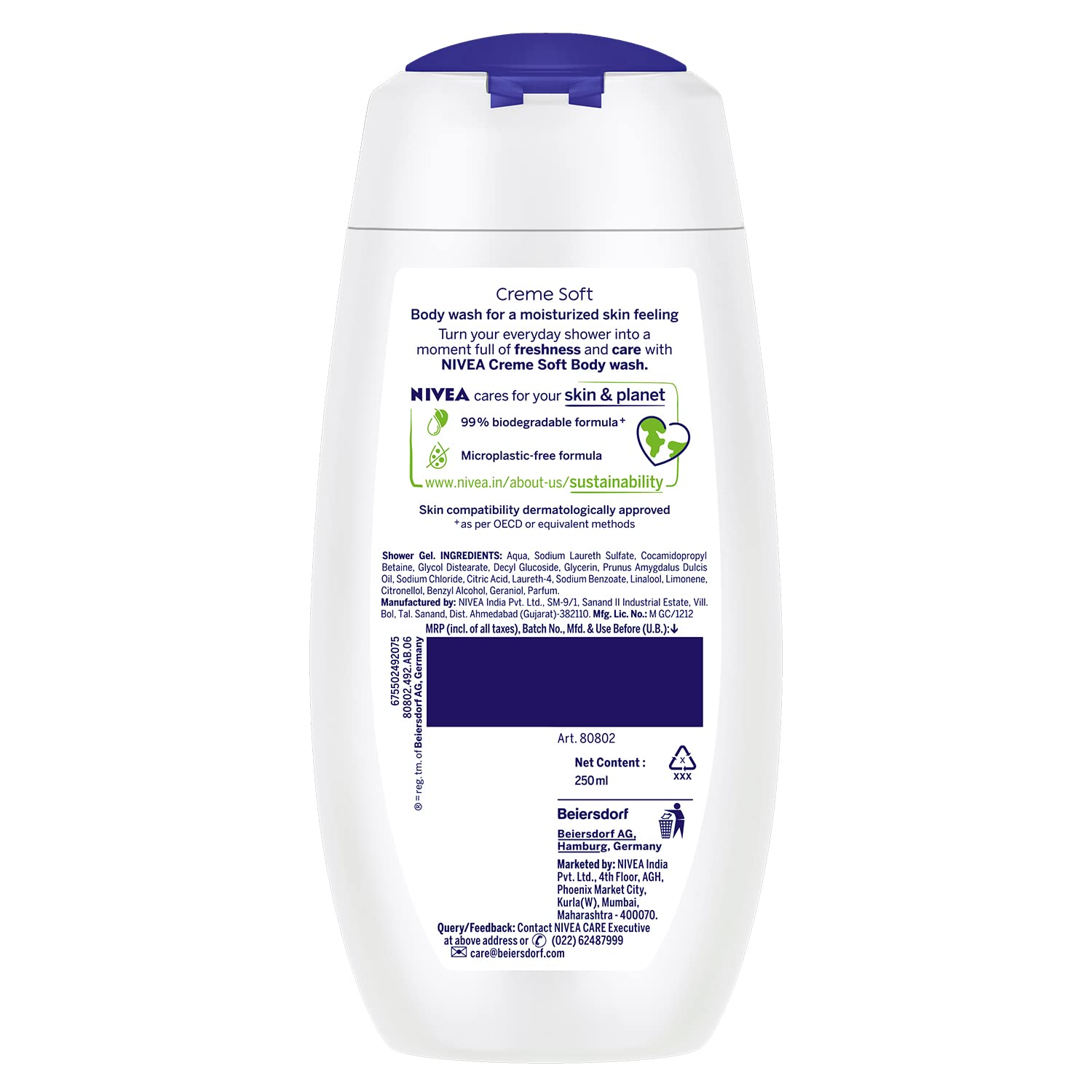 Nivea Body Wash- Creme Soft Naturally Clean - 250 ml