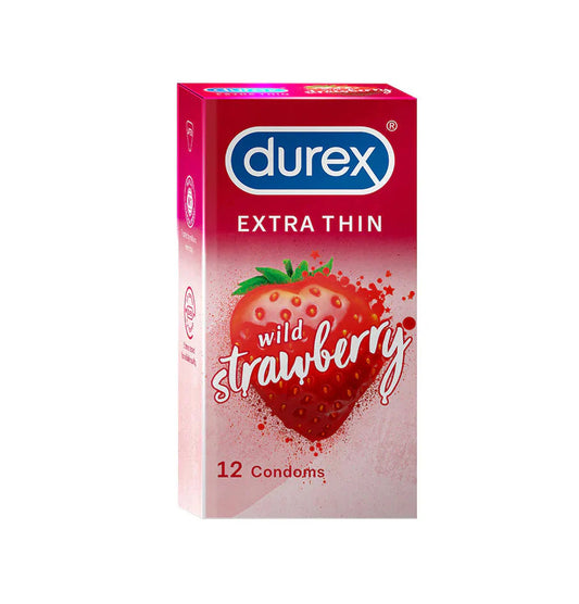 Durex Extra Thin Wild Strawberry Flavoured Condoms For Men - 12s