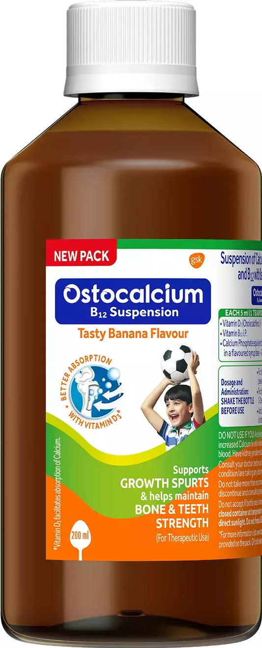 Ostocalcium B12 Suspension (Banana Flavor Syrup - 200ml)