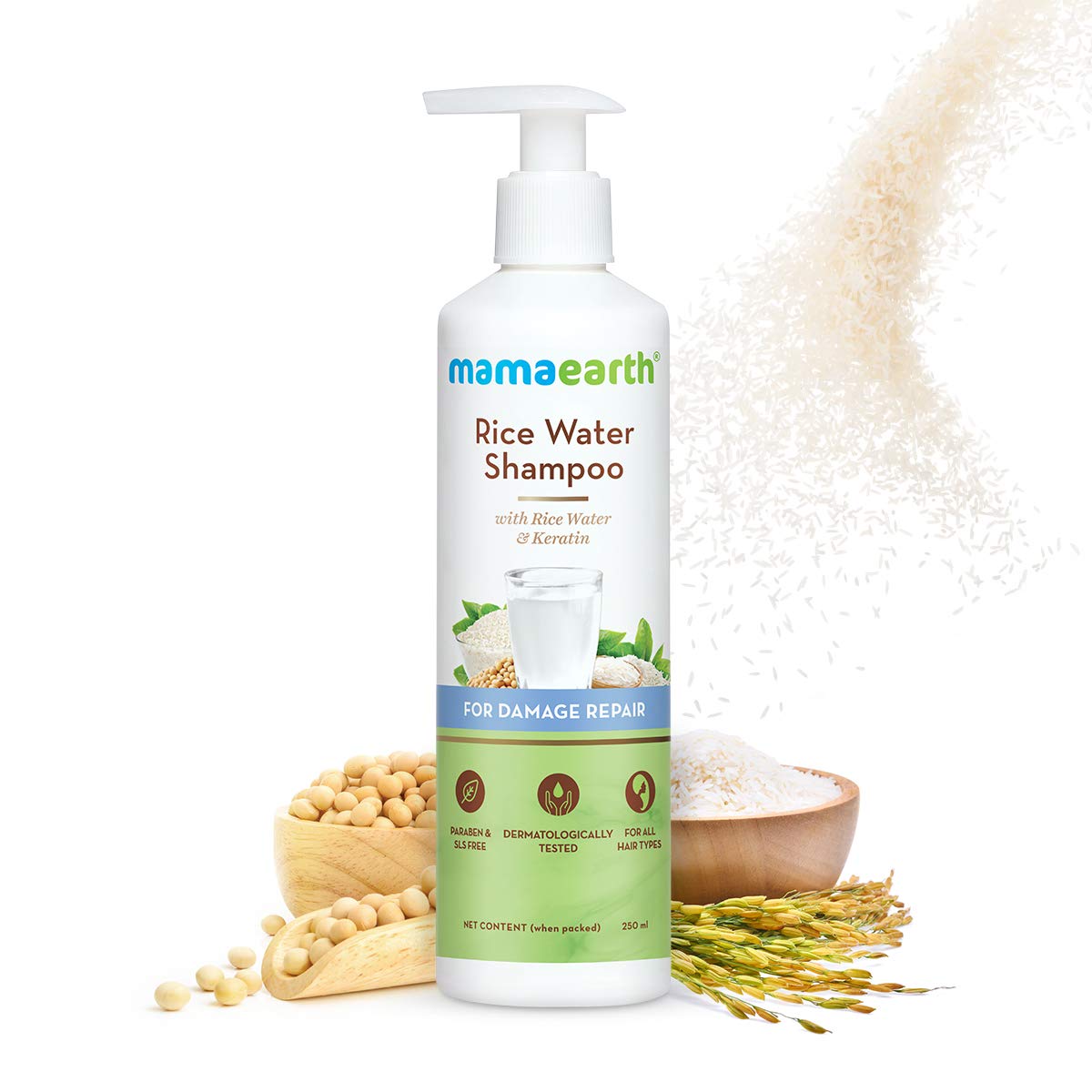 Mamaearth Rice Water Shampoo with Rice Water & Keratin - 250 ml