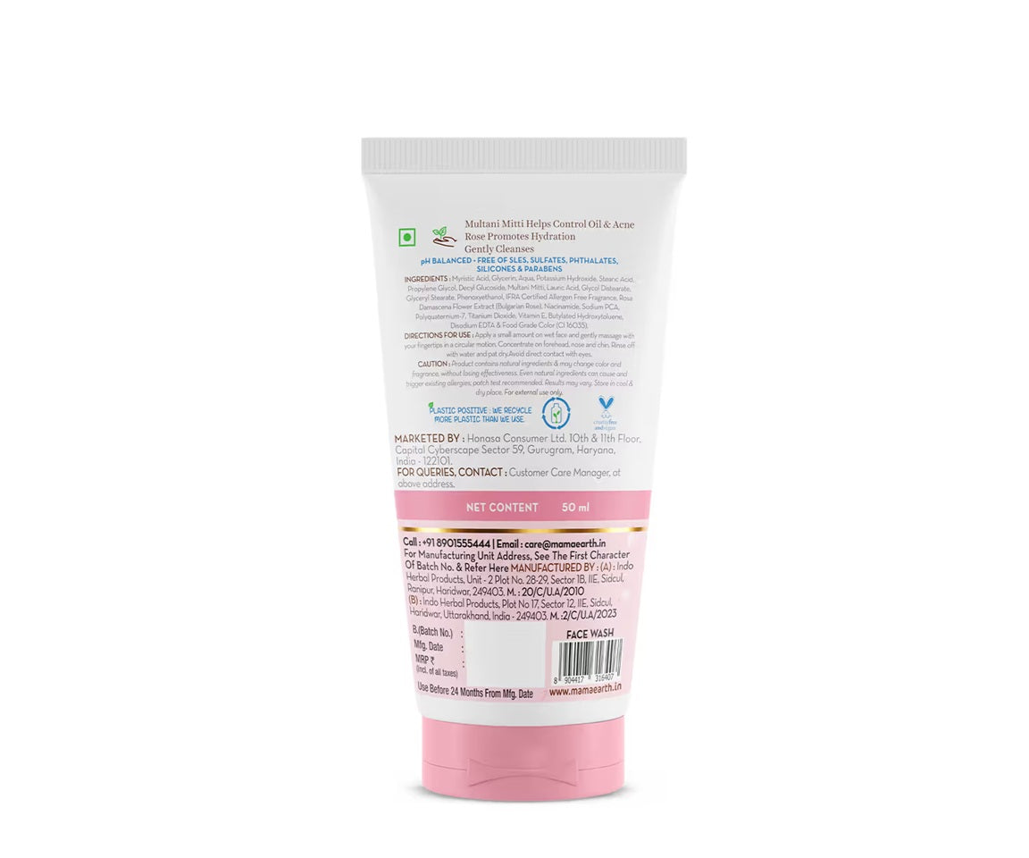 Mamaearth Multani Mitti Face Wash With Multani Mitti & Bulgarian Rose - 50 ml