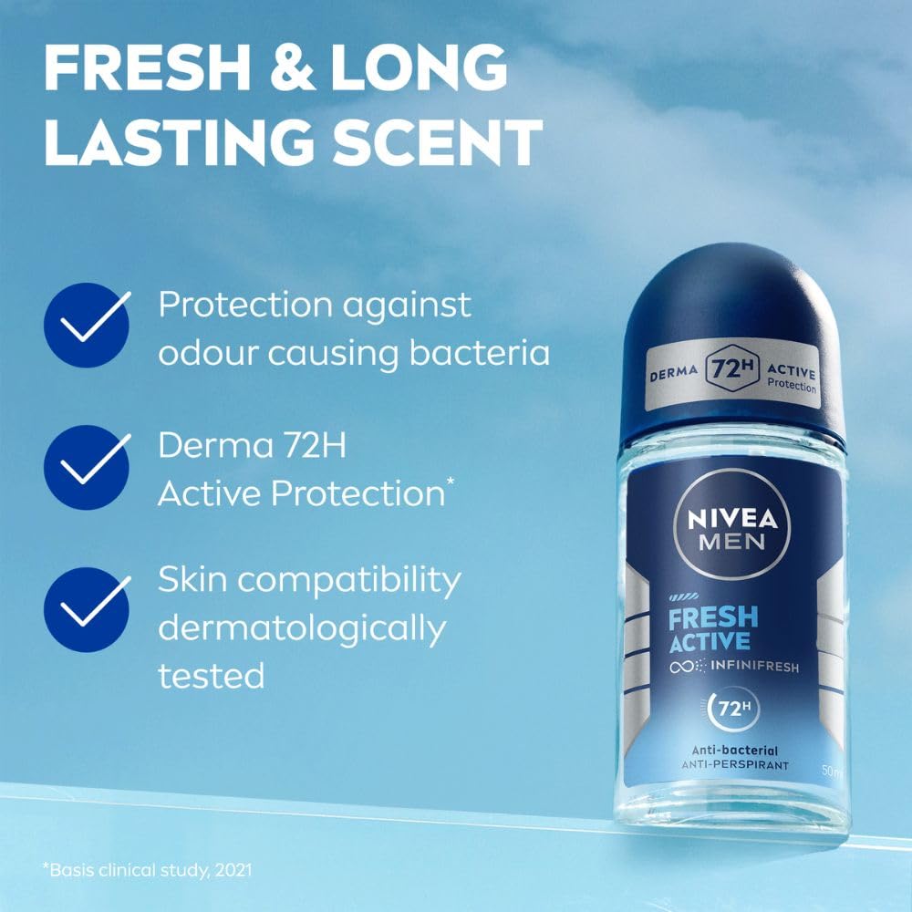Nivea Men Fresh Active Deo Roll On 48 H Freshness - 50 ml