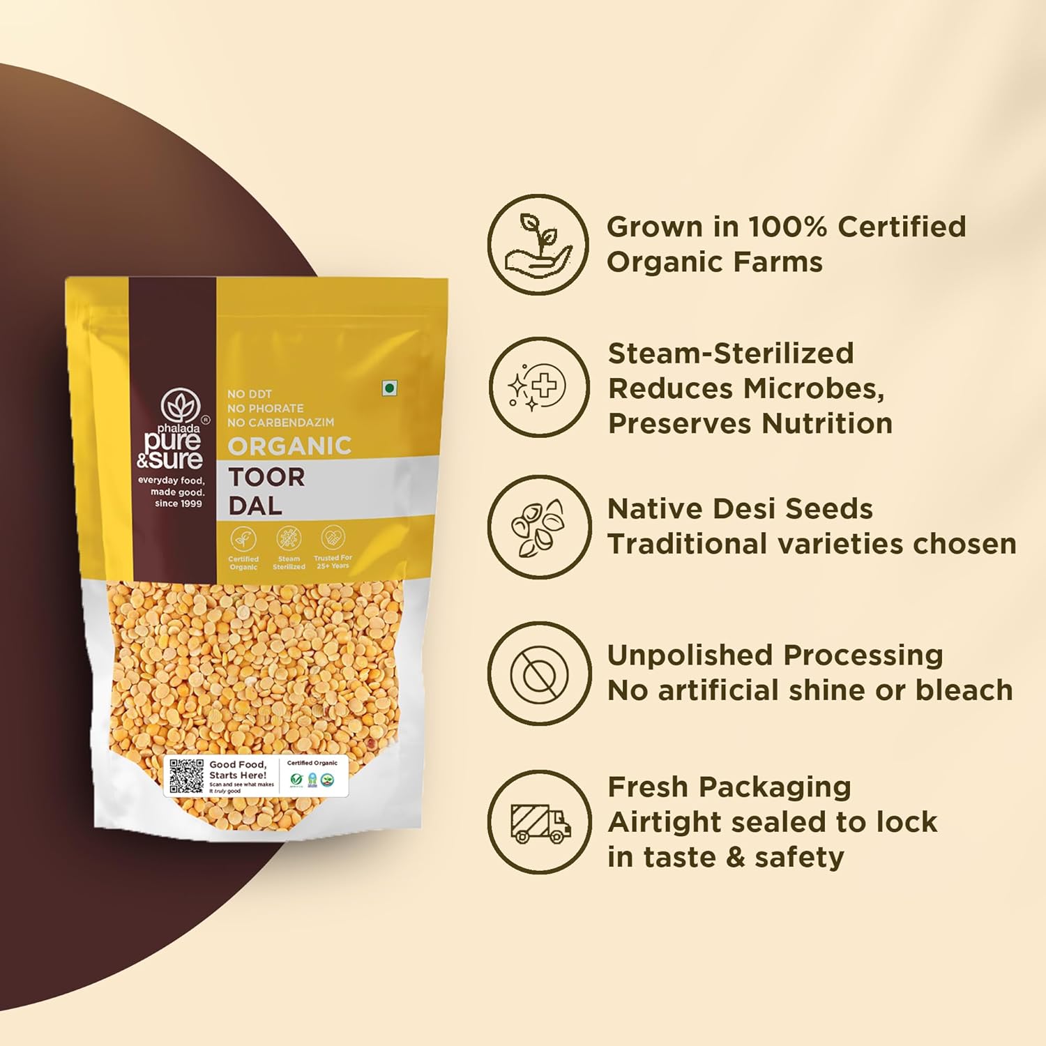 Pure & Sure Organic Toor Dal - 500 gm