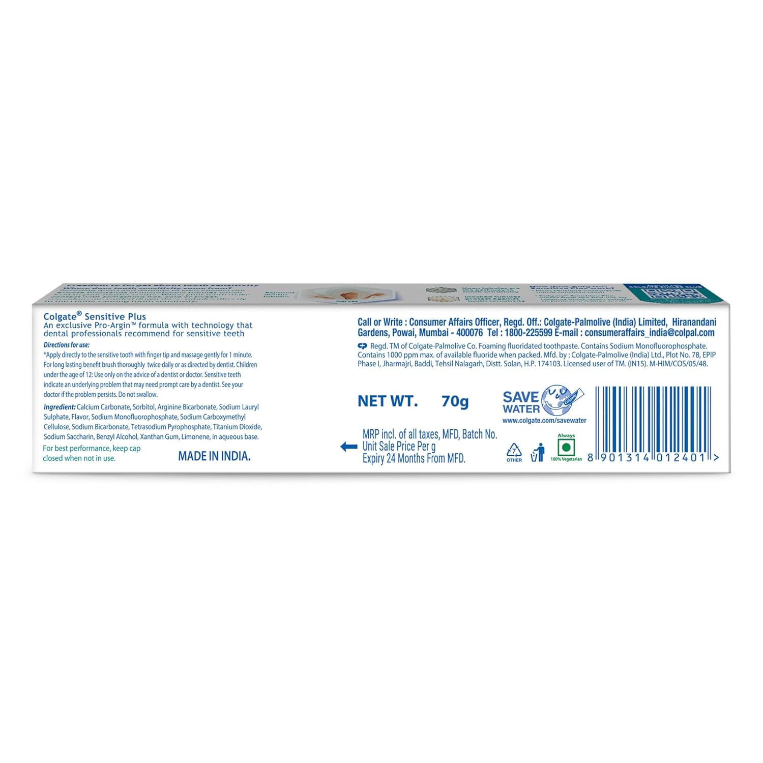 Colgate Sensitive Plus Relief Toothpaste, 70G