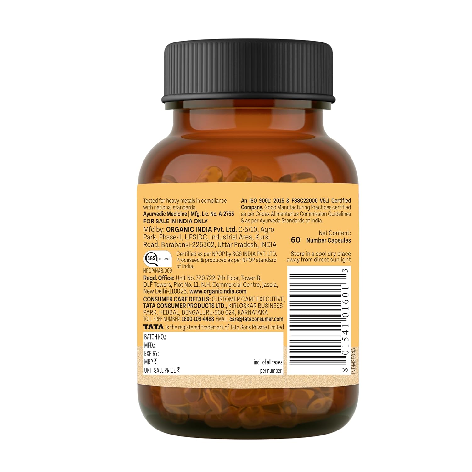 Organic India Shatavari - 60 Veg Capsules, With Plant Based Estrogens, Helps Boosts Health and Vitality For Women Of All Ages & Restore Hormonal Balance, GMP & NPOP Certified Organic
