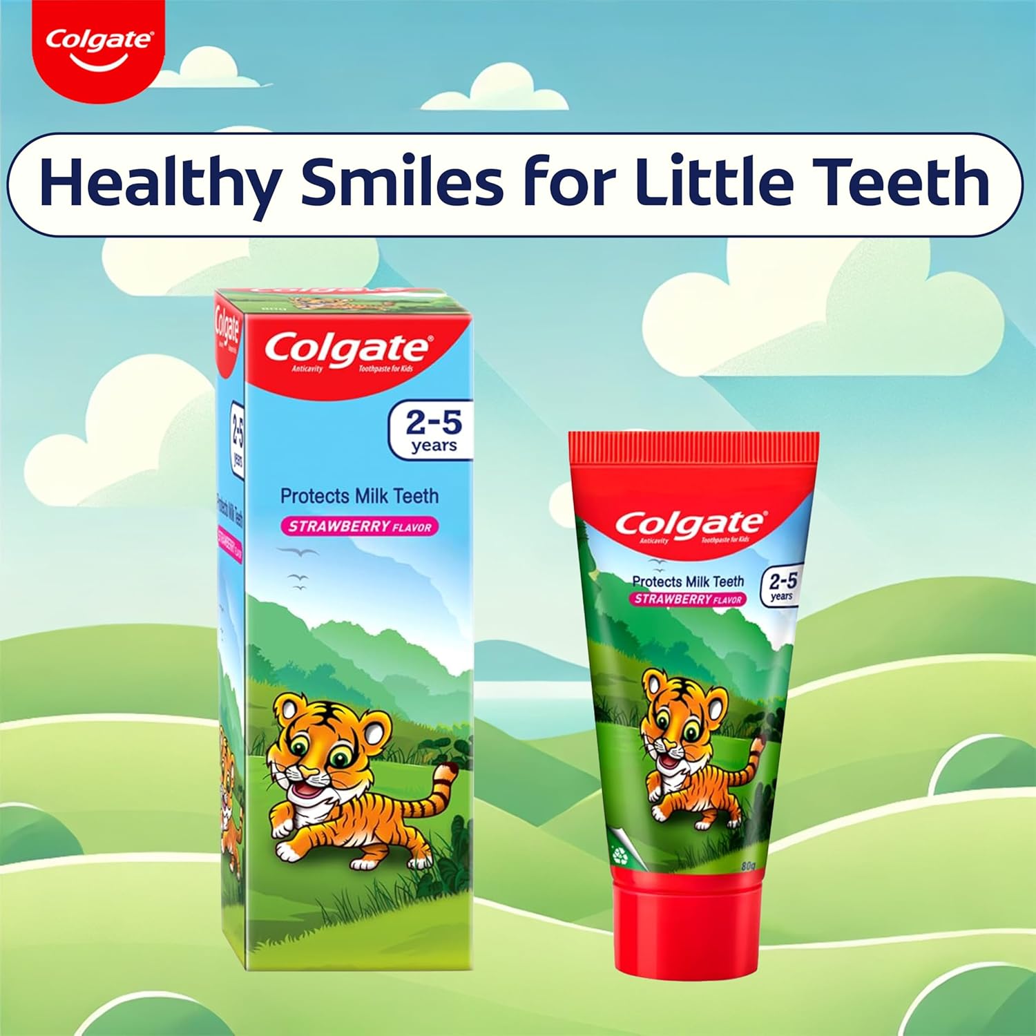 Colgate Kids Tiger Toothpaste for 2-5 Years - 80gm (Strawberry Flavour)