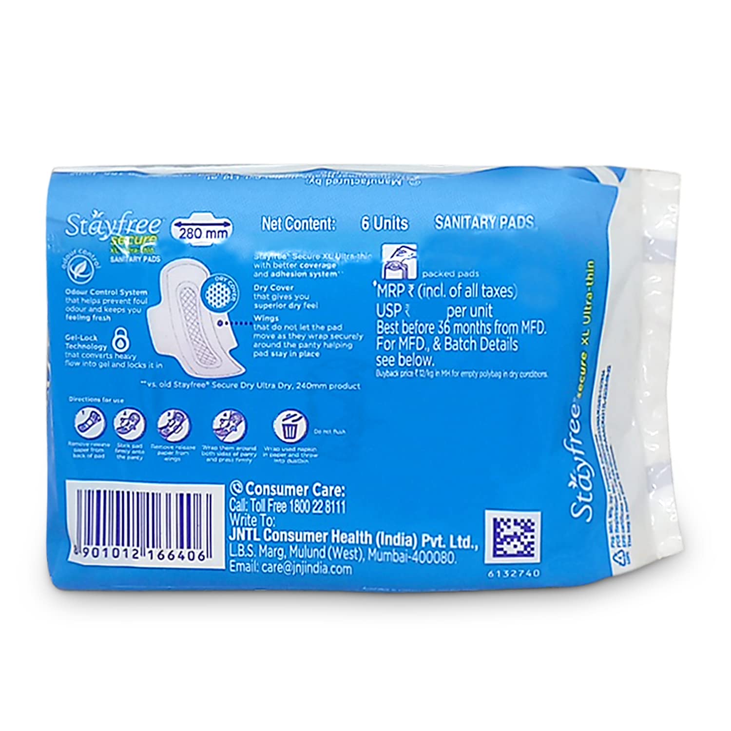 Stayfree Secure Xl 6 Ultra Thin Sanitary Napkins With Wings