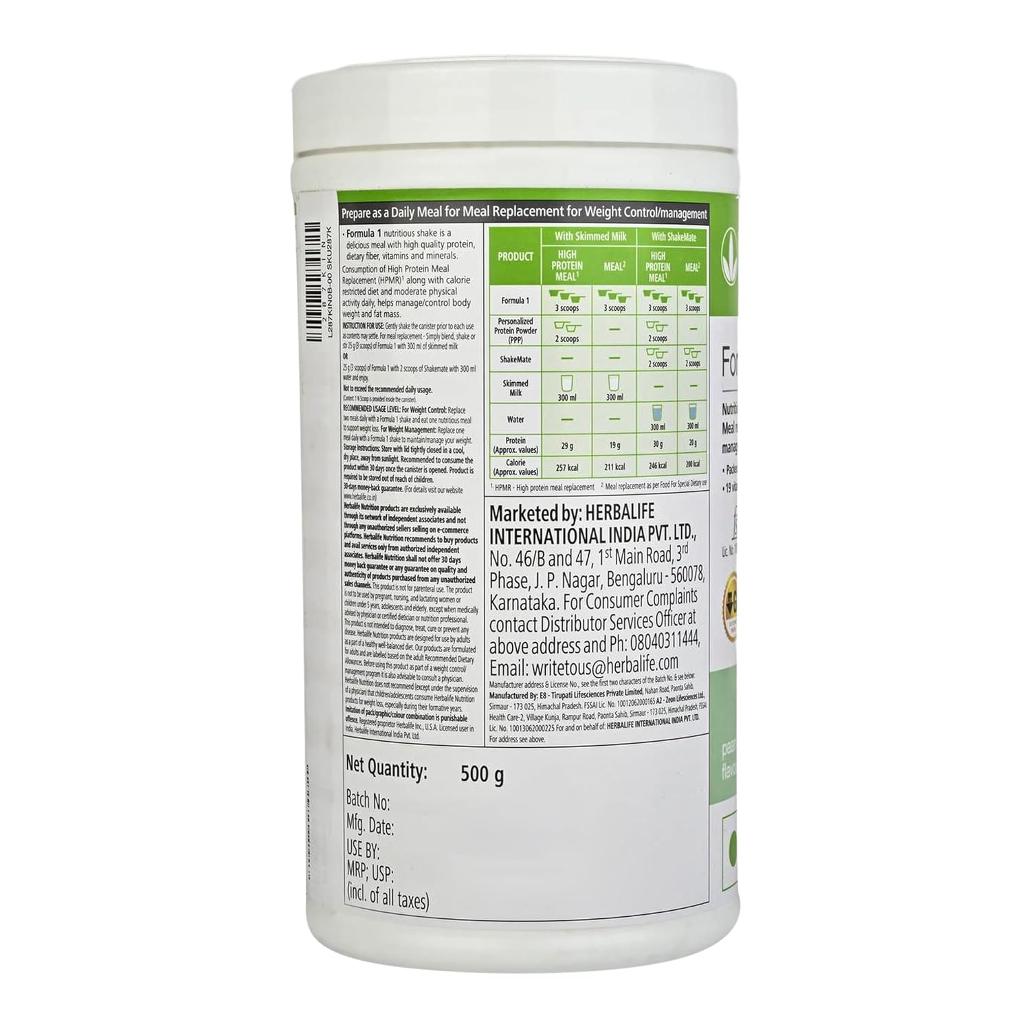 Herbalife Formula 1 - Nutritional Shake Mix - Paan Flavour - 500 gm