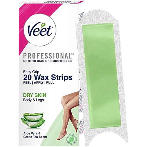 Veet Ready-to-use, Easy Grip Wax Strips For Dry Skin, 20 pcs