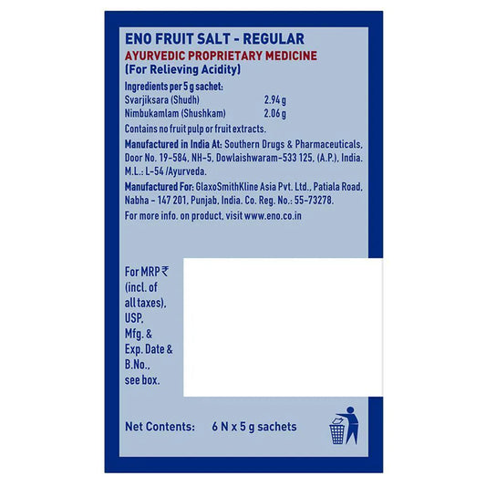 Eno Fruit Salt Regular Flavour 5 g (Pack of 6)