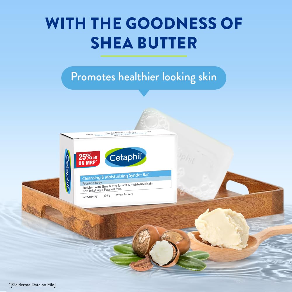 Cetaphil Cleansing & Moisturizing Syndet Bar - 100 gm