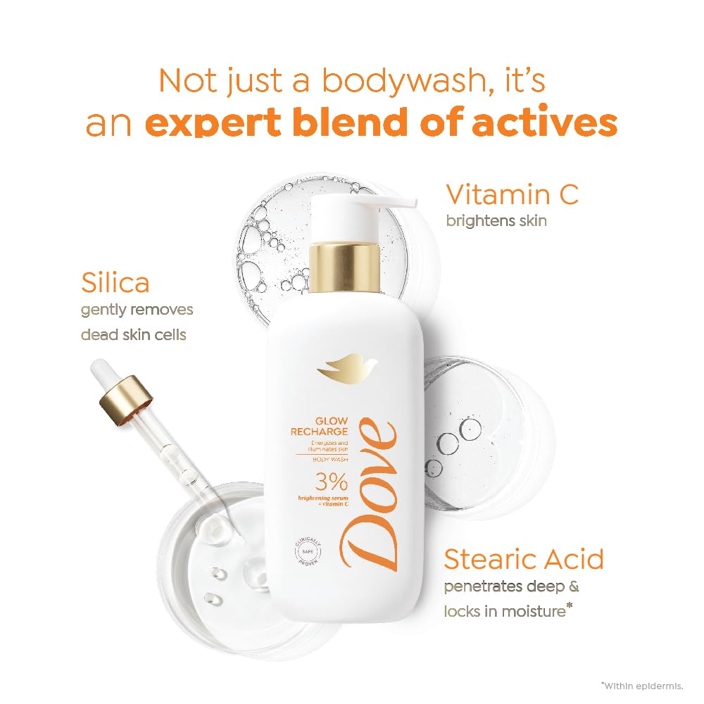 Dove Glow Recharge Exfoliating Serum Body Wash with 3% Brightening Serum + Vitamin C - 300 ml