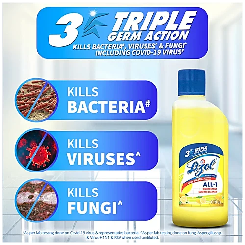 Lizol Disinfectant Surface & Floor Cleaner Liquid - Citrus, 200 ml