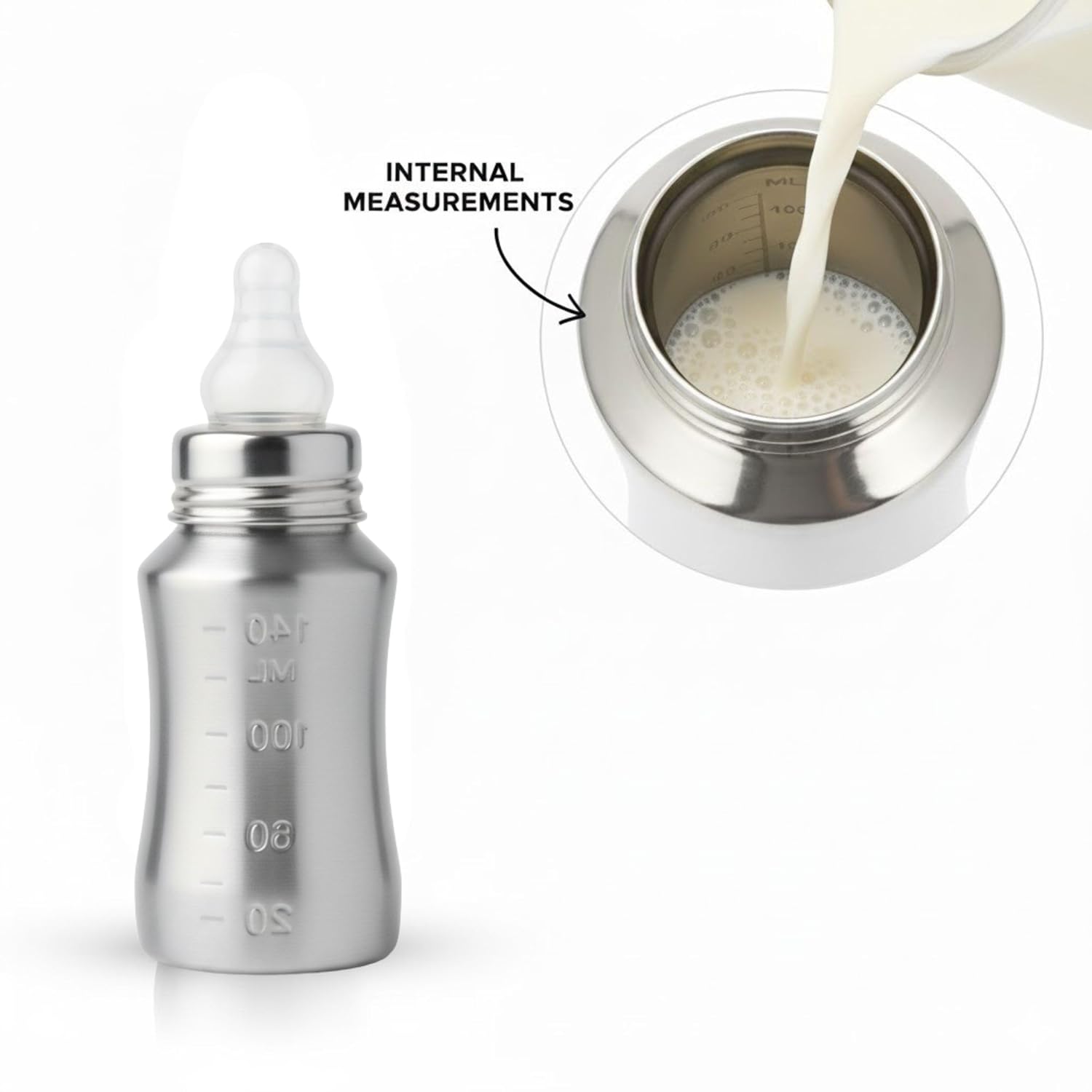Speedex Stainless Steel Infant Baby Feeding Bottle - 240 ml