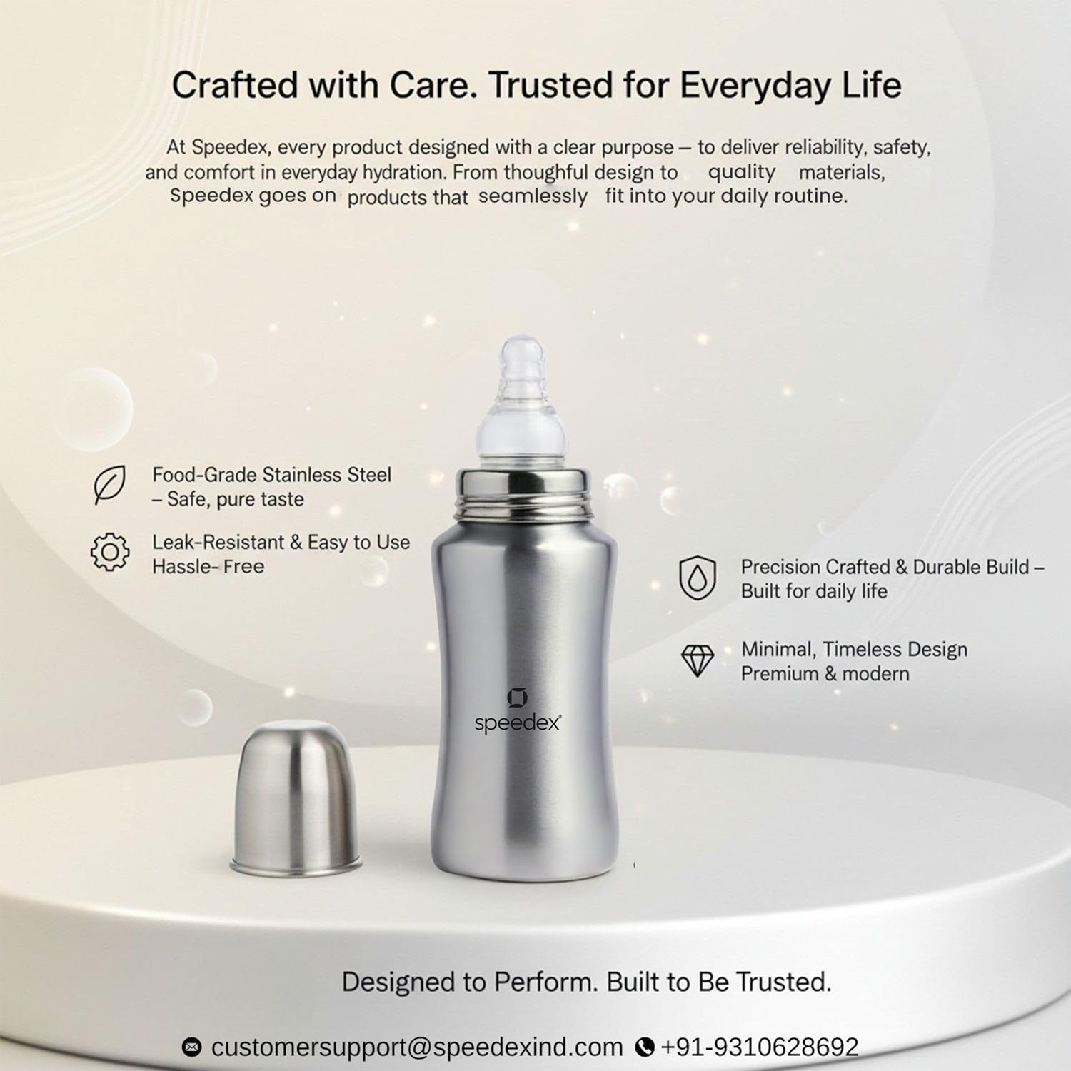 Speedex Stainless Steel Infant Baby Feeding Bottle - 240 ml