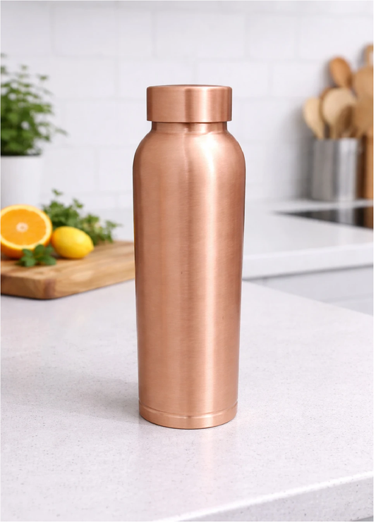 Pure Copper Water Bottle – 100% Food Grade Ayurvedic Drinking Bottle with Leakproof Cap
