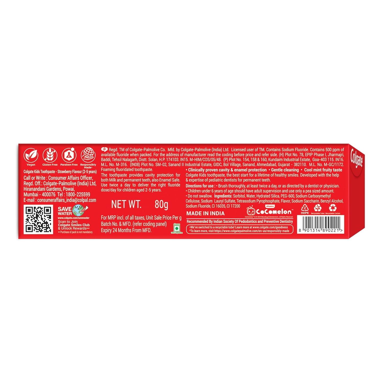 Colgate Kids Tiger Toothpaste for 2-5 Years - 80gm (Strawberry Flavour)