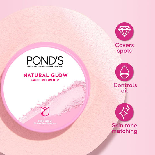 Ponds Oil Free Natural Glow Loose Face Powder - Pink Glow - 30 gm
