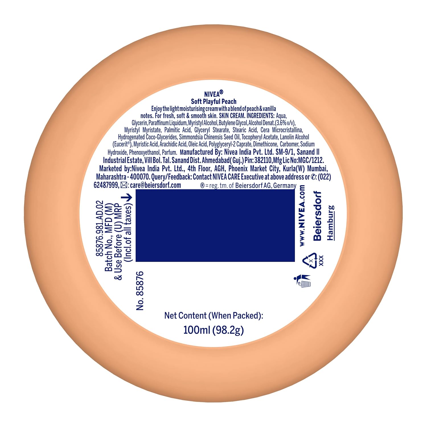 Nivea Soft Light Moisturizer Cream Playful Peach - 100 ml