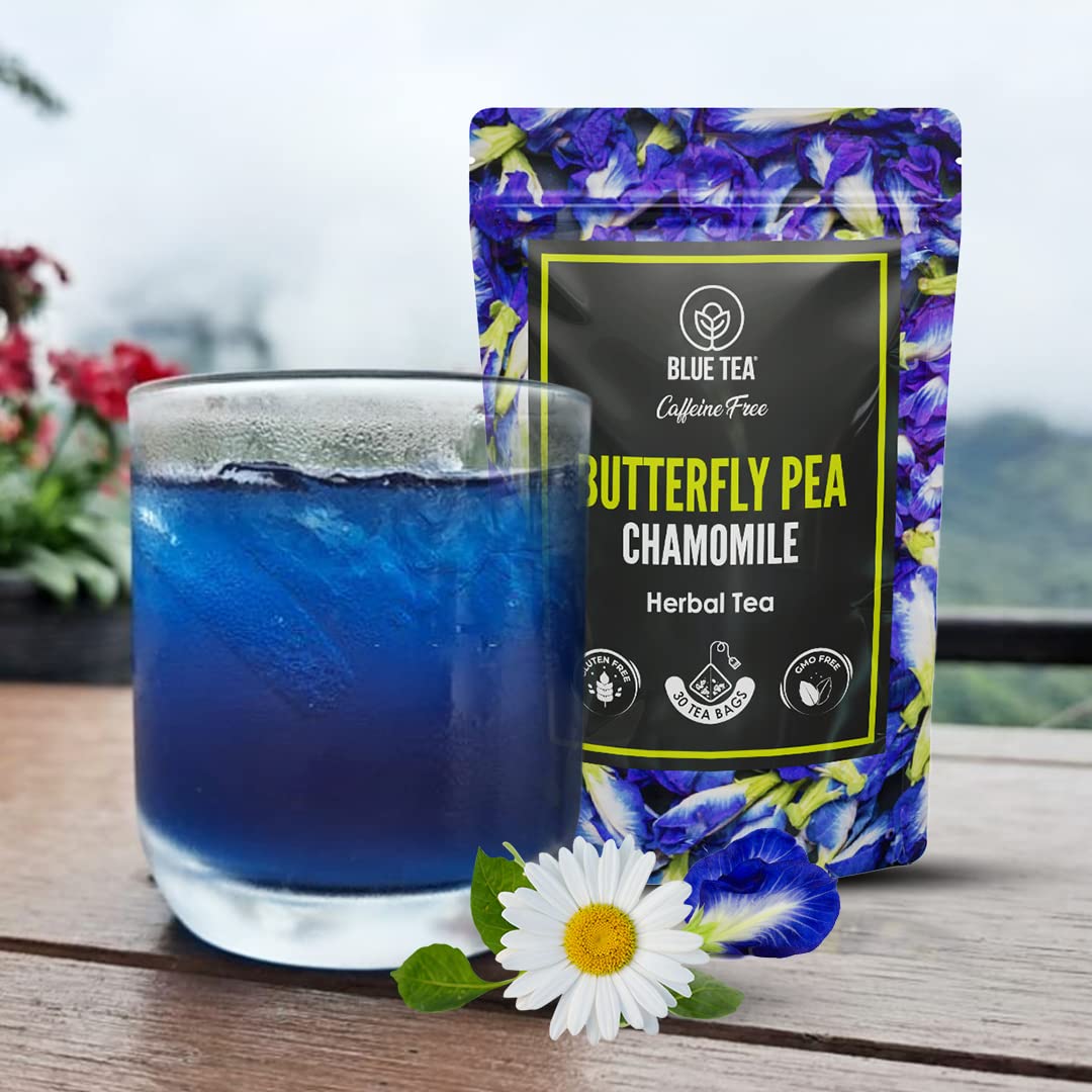 BLUE TEA - Butterfly Pea Flower Chamomile Tea - 30 Tea Bags