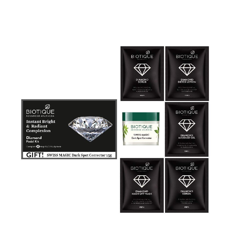 Biotique Diamond Instant Bright & Radiant Complexion Facial Kit, 65g
