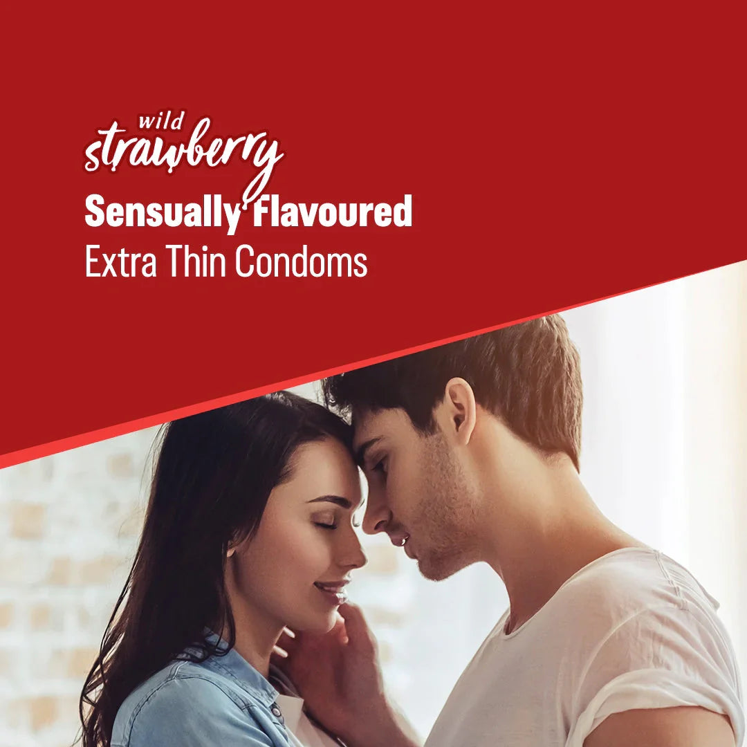 Durex Extra Thin Wild Strawberry Flavoured Condoms For Men - 12s