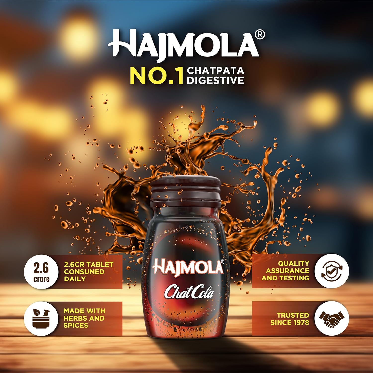 Dabur Hajmola Tasty Digestive Tablets (Chatcola Flavour) - 120 Tabs