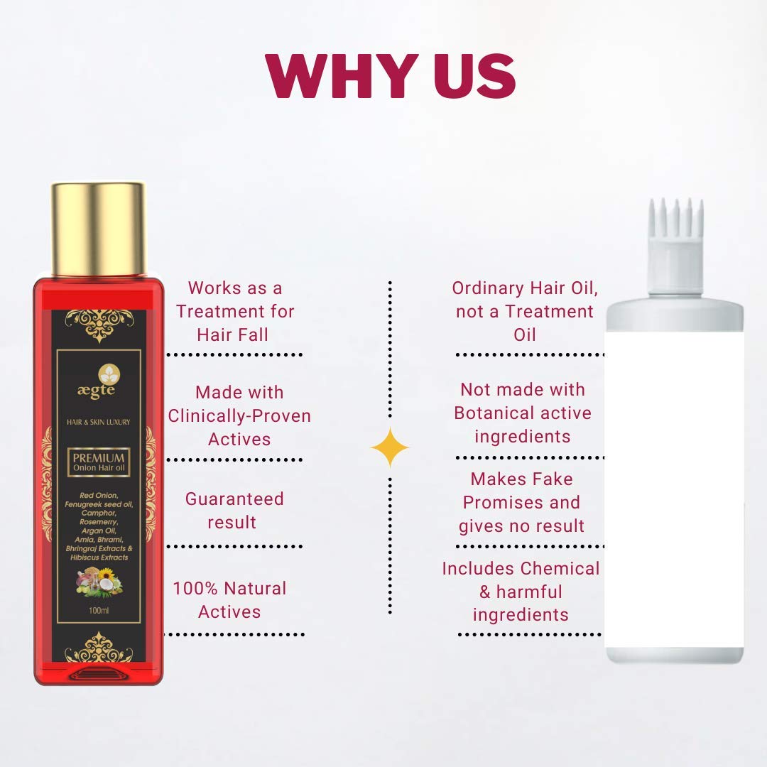 Aegte Organic Onion Hair Oil (100 ml) For Hair Growth And Hair Fall Control With Red Onion Extract