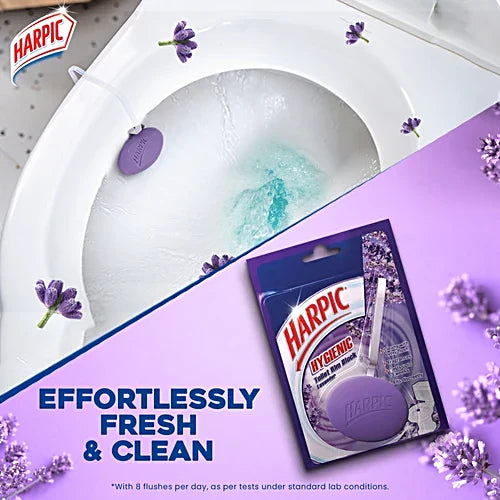 Harpic Hygienic Toilet Cleaner Rim Block - Lavender, 26 g