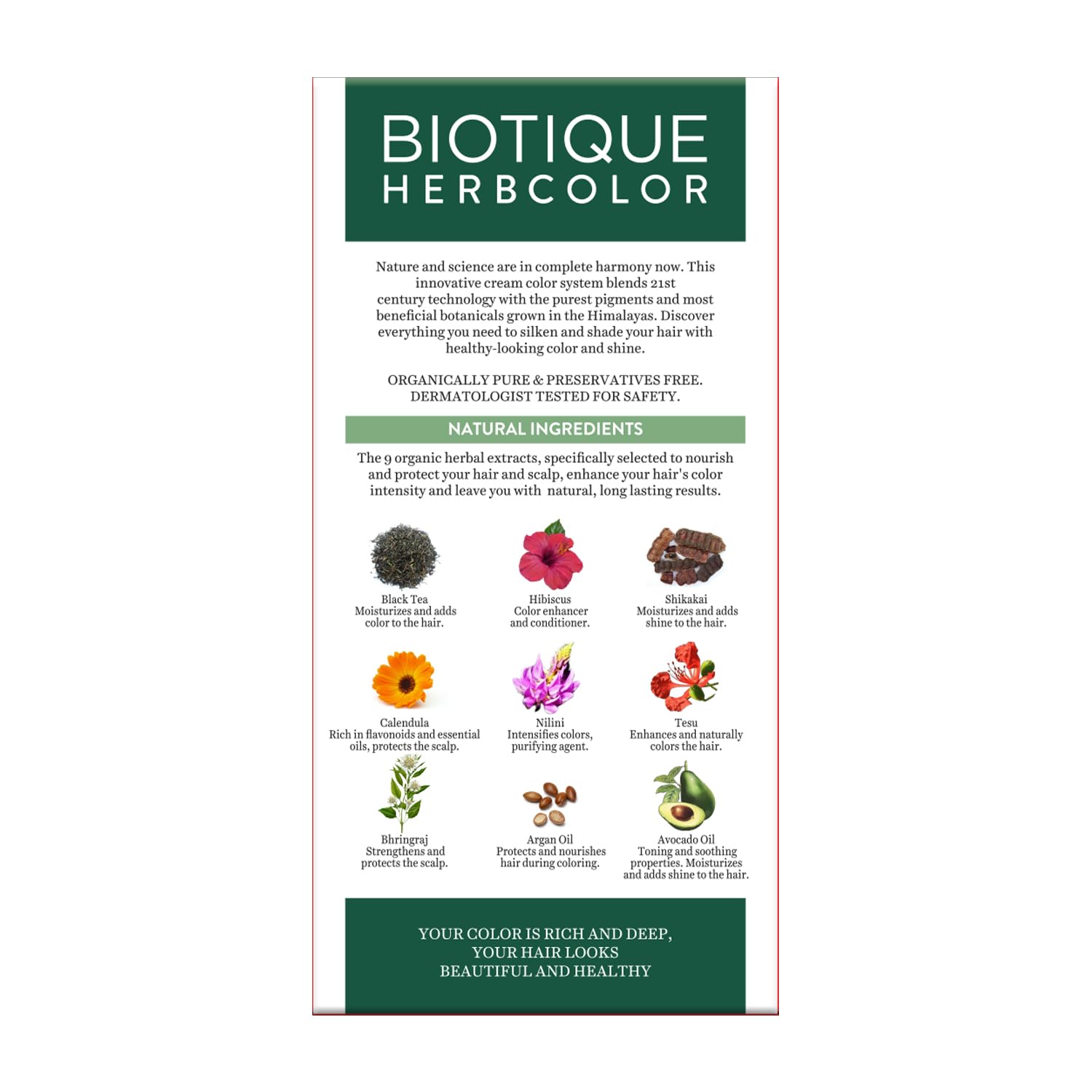 Biotique Herbcolor Conditioning Hair Colour l Ammonia Free Hair Color l 9 Organic Herbal Extracts l Natural and Healthy Shine l 50g + 110ml| Natural Black 1N