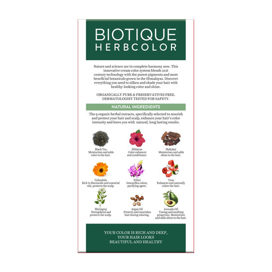 Biotique Herbcolor Conditioning Hair Colour l Ammonia Free Hair Color l 9 Organic Herbal Extracts l Natural and Healthy Shine l 50g + 110ml| Natural Black 1N