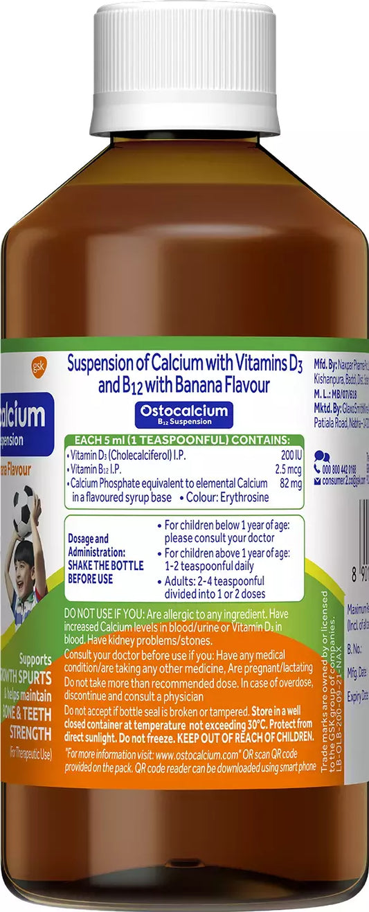 Ostocalcium B12 Suspension (Banana Flavor Syrup - 200ml)