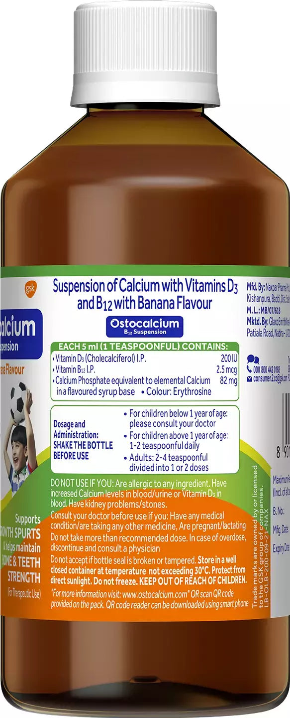 Ostocalcium B12 Suspension (Banana Flavor Syrup - 200ml)