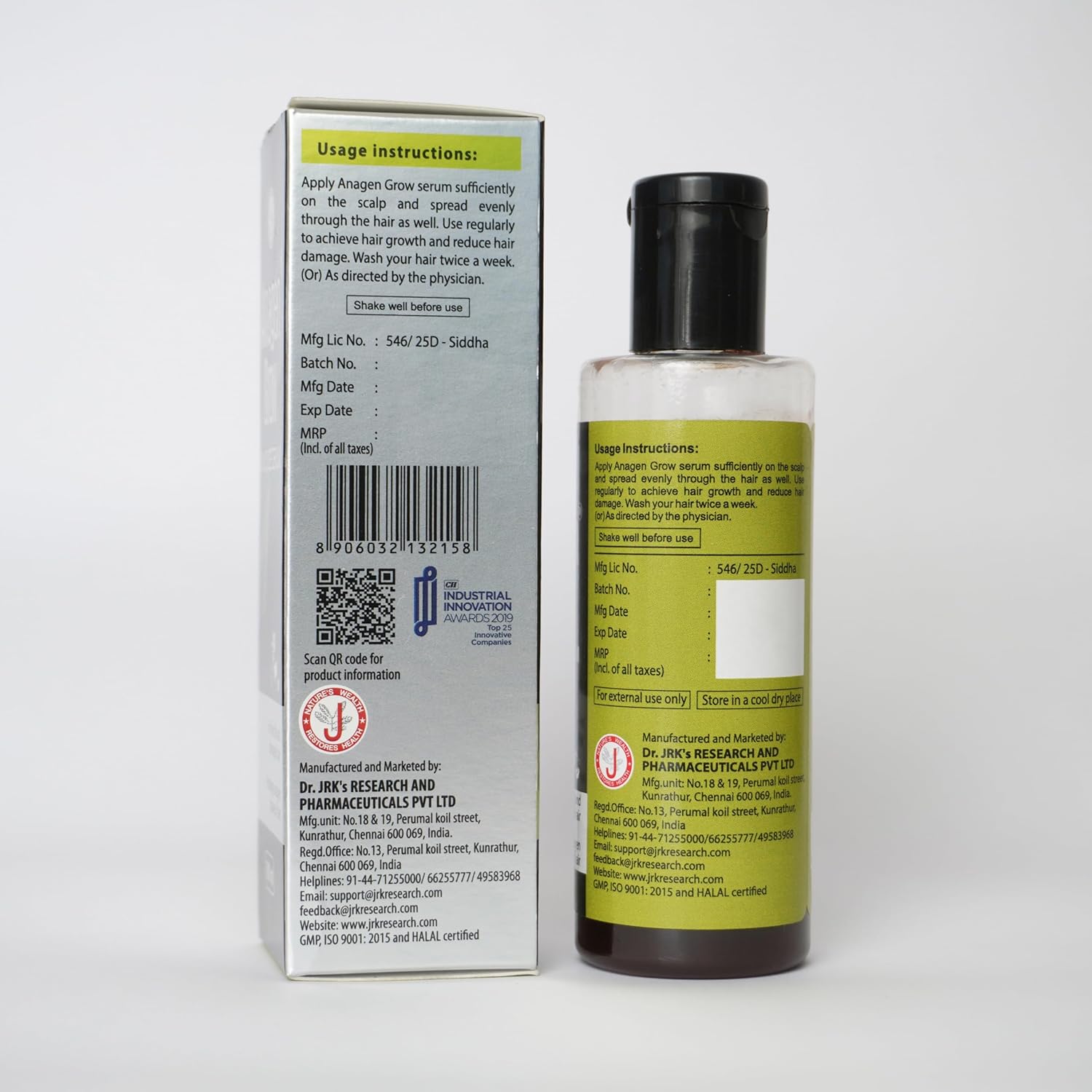 Anagen Grow Dr JRK’s Hair Serum 100ml , Ayurvedic Hair Serum for hair growth, damaged and dull hair