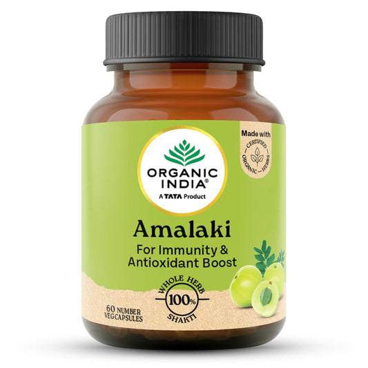 Organic India Amalaki - 60 Veg Capsules, Natural Vitamin C & Antioxidants, Boosts Immune Response, Detoxify & Rejuvenate Digestive System, Reduce Acidity, GMP & NPOP Certified Organic