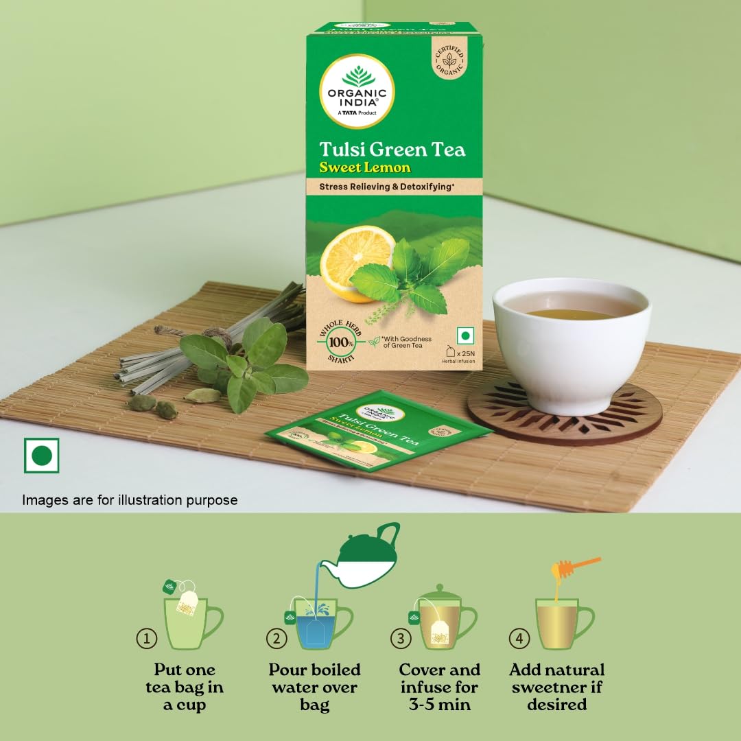 Organic India Tulsi Sweet Lemon 25 Tea Bags