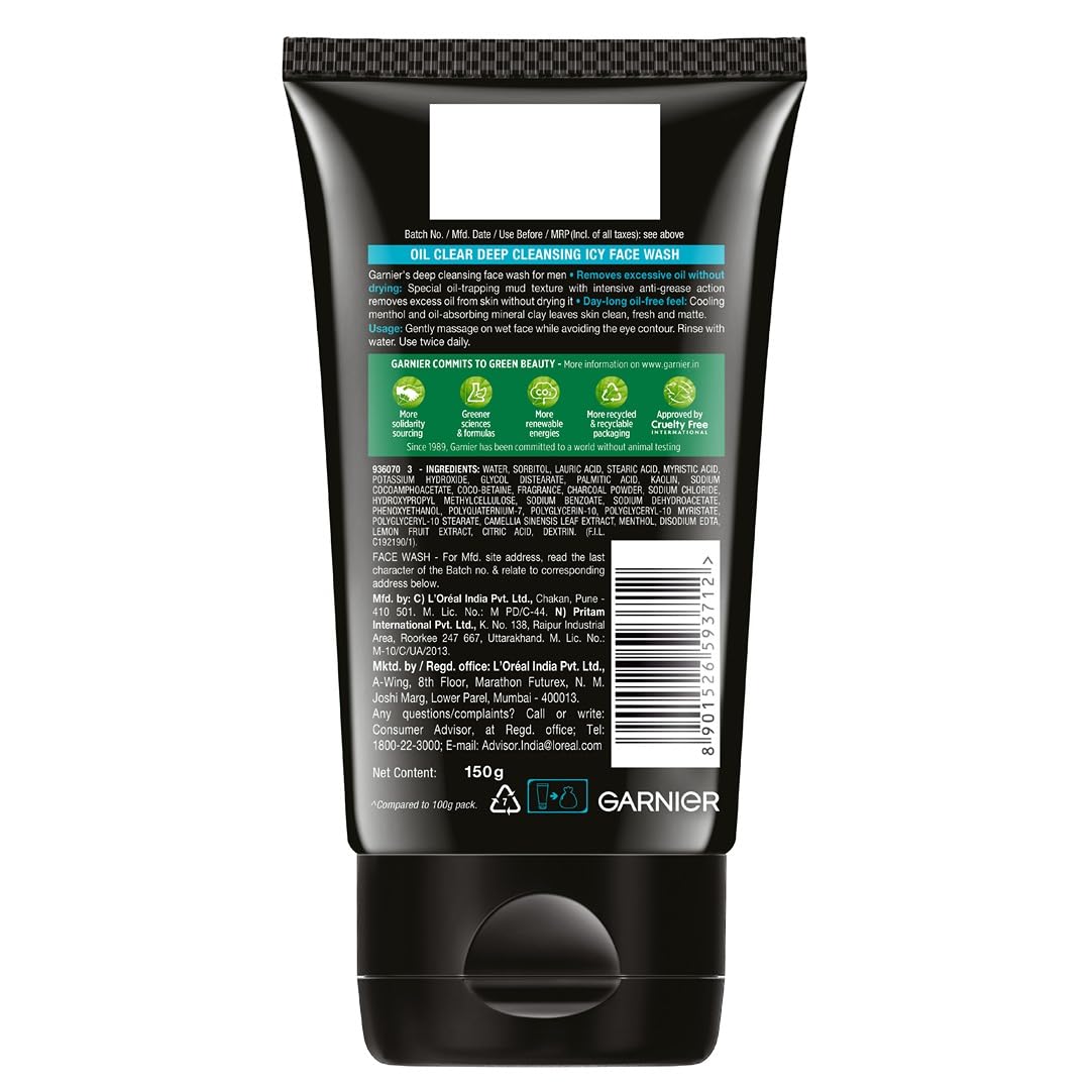 Garnier Men Oil Clear Clay D - Tox Facewash - 150 gm