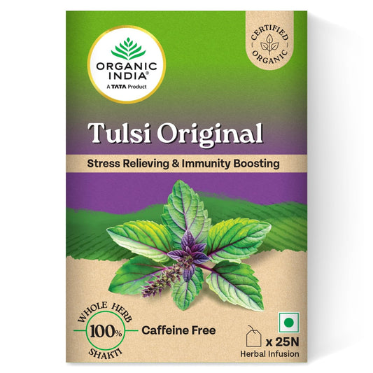 Organic India Tulsi Original - 25 Tea Bags, Caffeine-Free Herbal Tea with Tulsi, Natural Detoxifier, Rich in Antioxidants