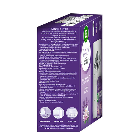 Air Wick 250 ml - Lavender & Lotus, Refill + Automatic Spray| Freshmatic Air Freshener Kit