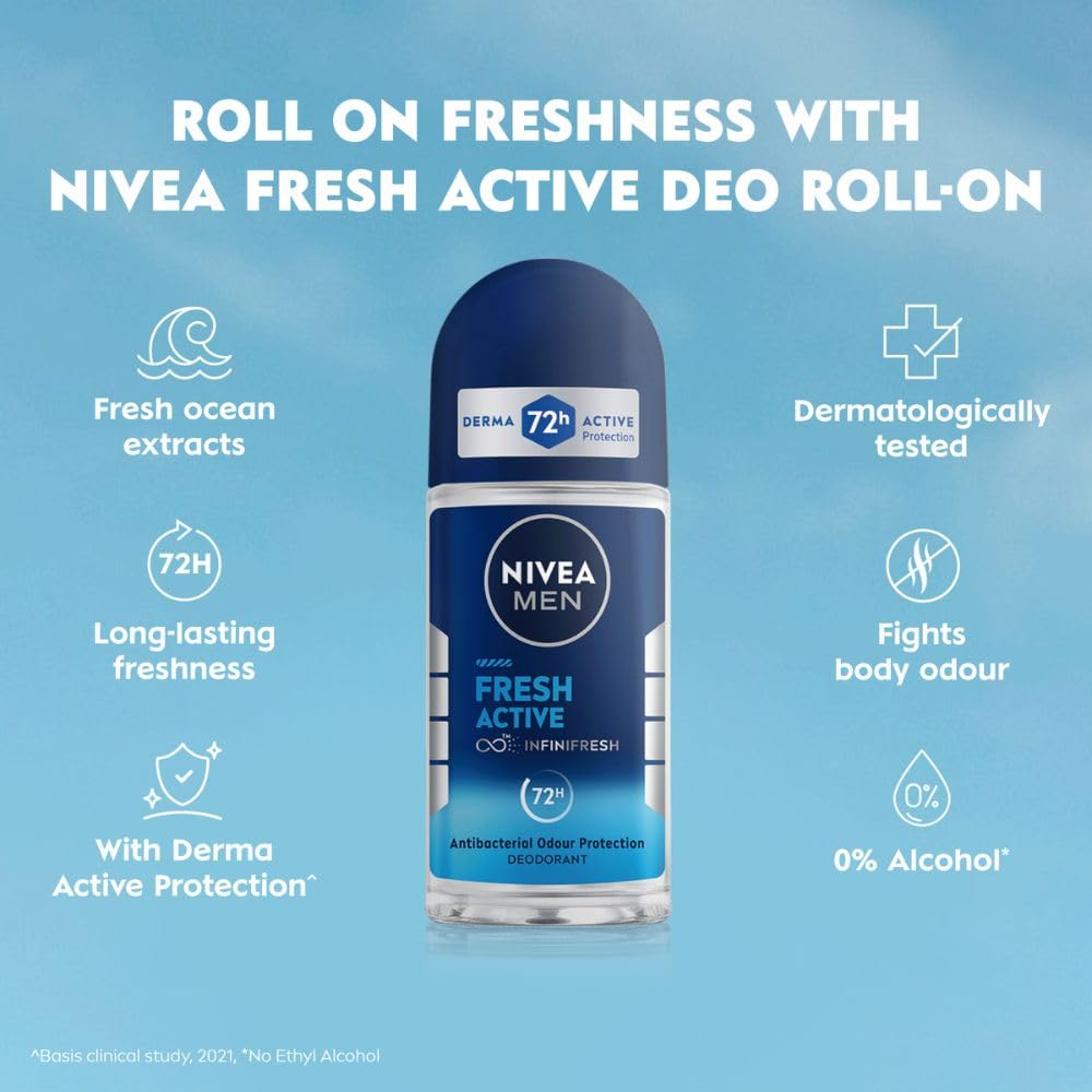 Nivea Men Fresh Active Deo Roll On 48 H Freshness - 50 ml