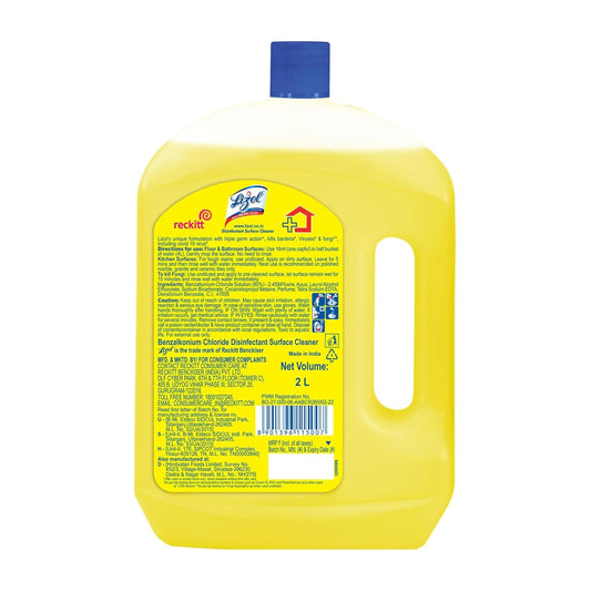 Lizol Disinfectant Surface & Floor Cleaner Liquid, Citrus - 2 Litre