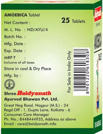 Baidyanath Amoebica Tablet (25tab) For amoebiasis